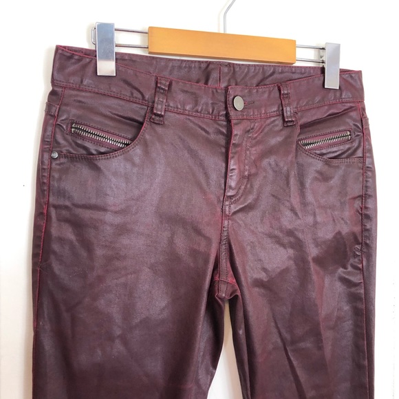 Armani Exchange Faux Leather Burgundy Pants Sz 4 - Picture 3 of 11